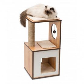 Arbre à chat en bois multifonction + griffoir Vesper