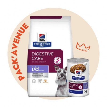 Pack'Avenue Hill's Prescription Diet I/D Low Fat Digestive Croquettes pour Chien au Poulet