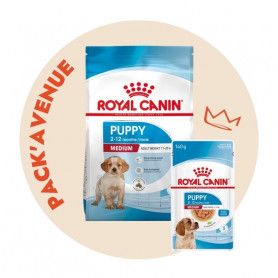 Pack'Avenue Royal Canin DOG MEDIUM PUPPY 15KG avec émincé en sauce
