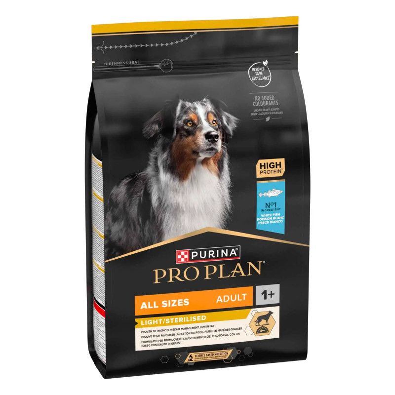 Croquette Purina Pro Plan Dog All Size Adult Light/Sterilised Poisson blanc