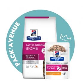 Pack'Avenue Hill's Prescription Diet Gastrointestinal Biome Croquettes pour Chat au Poulet 3 kg avec 12 sachets