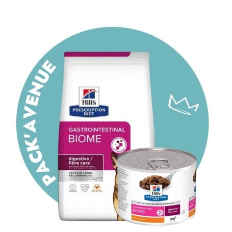 Pack'Avenue Hill's Prescription Diet Gastrointestinal Biome Croquettes pour Chien au Poulet 4 kg avec 12 boîtes