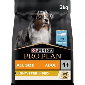 Croquette Purina Pro Plan Dog All Size Adult Light/Sterilised Poisson blanc