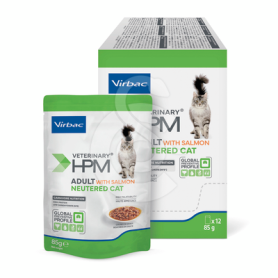 Veterinary HPM Cat Adult Neutered Salmon Bouch. Sach.re. New