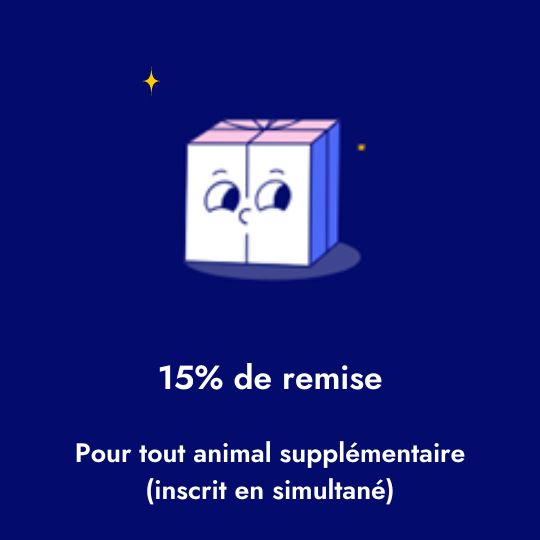 15% de remise pour tout animal supplémentaire